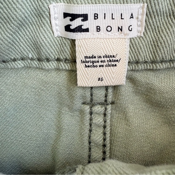 Billabong women’s Y2K pants cargo pockets wide leg light green size 25 - Picture 2 of 5